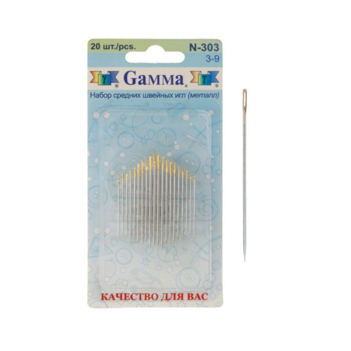 "GAMMA" Иглы для шитья №3-9 N-303 блистер